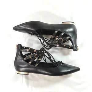 White House Black Market Belle shoes women's size 6M black gold flats